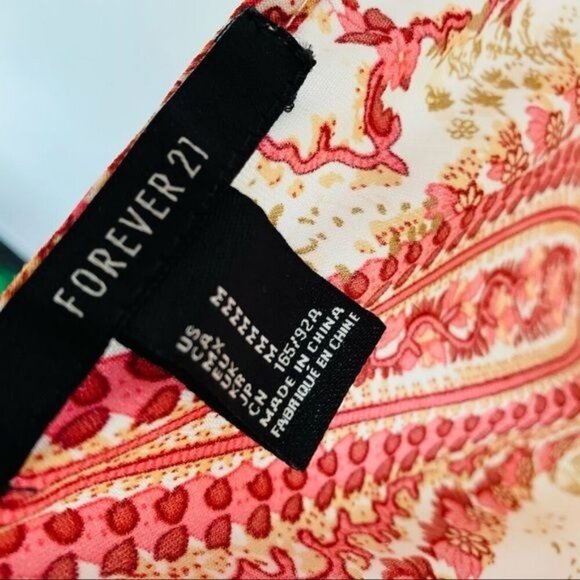 Forever 21 Y2K Paisley Floral Orange Multi Color Button Dress Size M - Picture 2 of 10